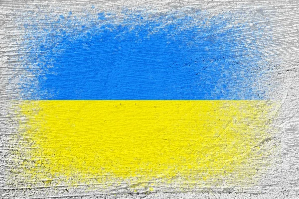 Flag Ukraine Flag Painted Cement Wall Cement Background Plastered Surface — Stock Photo, Image