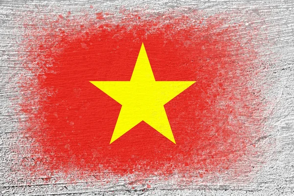 Bendera Vietnam Bendera Dicat Dinding Semen Latar Belakang Semen Permukaan — Stok Foto