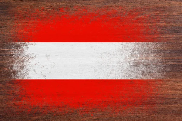 Ausztria Zászlója Zászló Fából Készült Felületre Van Festve Háttér Rétegelt — Stock Fotó