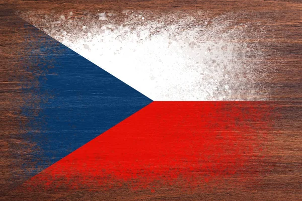 Flaga Republiki Czeskiej Flaga Malowana Jest Drewnianej Powierzchni Drewniane Tło — Zdjęcie stockowe
