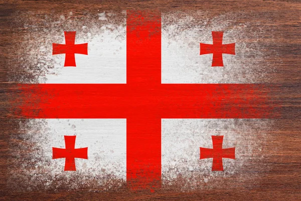 Georgia Zászlója Zászló Fából Készült Felületre Van Festve Háttér Rétegelt — Stock Fotó