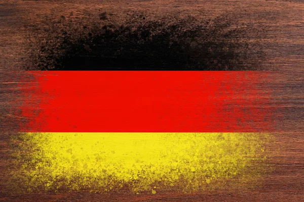 Almanya Bayrağı Bayrak Ahşap Bir Yüzeye Boyanmıştır Ahşap Arka Plan — Stok fotoğraf