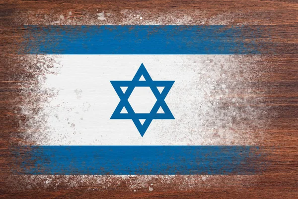 Bandera Israel Bandera Está Pintada Sobre Una Superficie Madera Fondo — Foto de Stock