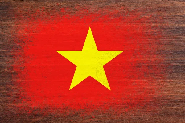 Флаг Вьетнама Флаг Покрашен Деревянной Поверхности Деревянный Фон Поверхность Фанеры — стоковое фото