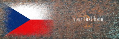 Çek Cumhuriyeti bayrağı. Paslı yüzeyde bayrak resmi. Paslı arka plan. Mesaj için yer var. Yapılandırılmış yaratıcı arkaplan