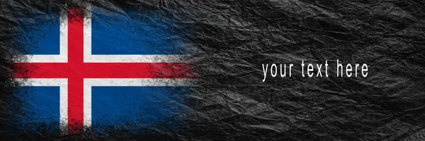 Bandeira Islândia Bandeira Pintada Papel Preto Amassado Papel Fundo Espaço — Fotografia de Stock