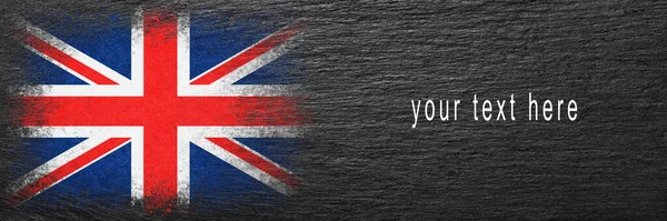 Flagge Großbritanniens Die Fahne Ist Auf Schwarzen Schieferstein Gemalt Steinhintergrund — Stockfoto