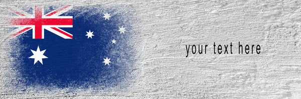 澳大利亚国旗 旗子涂在水泥墙上 水泥背景 表面涂满了石膏复制空间 有结构的创作背景 — 图库照片