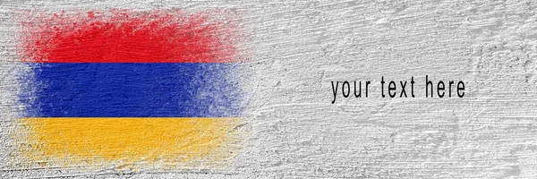 Ermenistan Bayrağı Çimento Duvarına Bayrak Boyanmış Çimento Arka Planı Sıvalı — Stok fotoğraf