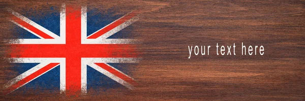 Britská Vlajka Vlajka Maluje Dřevěný Povrch Dřevěné Pozadí Překližkový Povrch — Stock fotografie