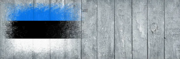 Эстонский Флаг Флаг Раскрашивается Серой Деревянной Поверхности Доски Деревянный Фон — стоковое фото