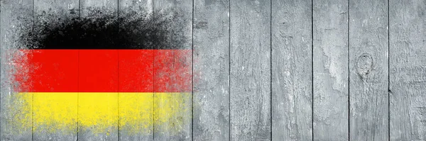 Флаг Германии Флаг Раскрашивается Серой Деревянной Поверхности Доски Деревянный Фон — стоковое фото