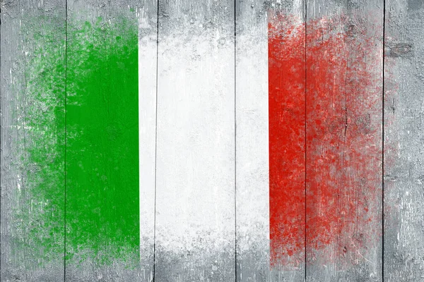 Флаг Италии Флаг Раскрашивается Серой Деревянной Поверхности Доски Деревянный Фон — стоковое фото