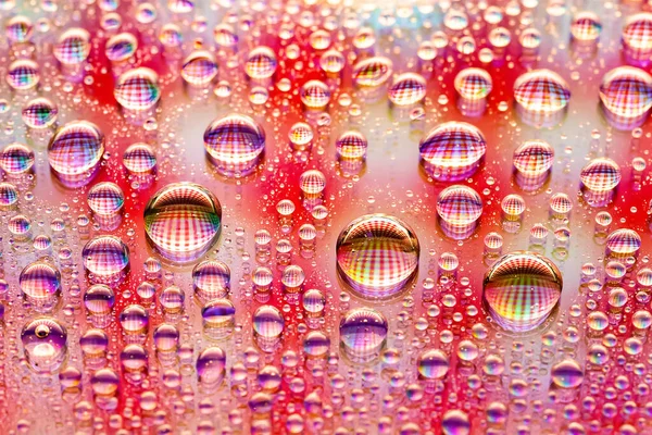 Gotas Agua Fondo Abstracto Textura Macro Roja Muchas Gotas Gradiente —  Fotos de Stock