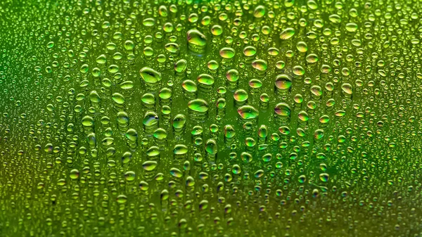 Wassertropfen Hintergrund Mit Abstraktem Farbverlauf Farbige Tropftextur Grünes Gefälle Schwer — Stockfoto