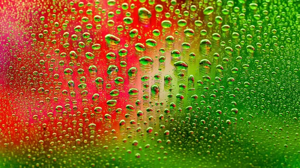 Νερό Σταγόνες Αφηρημένο Φόντο Κλίση Χρωματιστή Υφή Σταγόνας Πράσινη Κόκκινη — Φωτογραφία Αρχείου