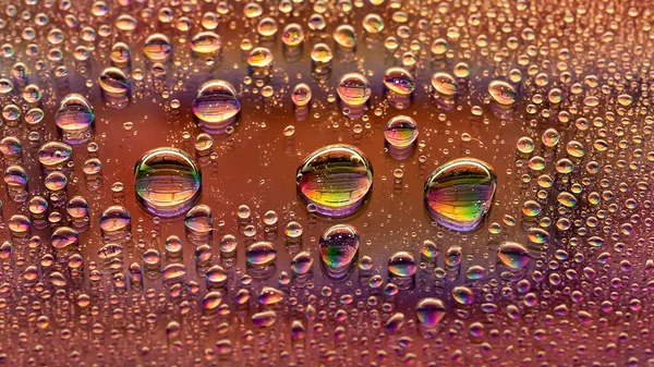 Gotas Água Fundo Molhado Abstrato Textura Macro Colorida Uma Gota — Fotografia de Stock