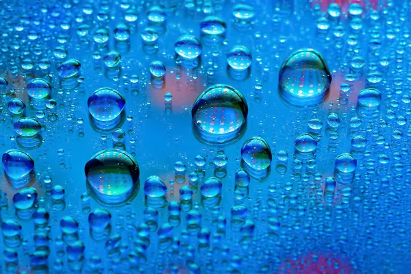 Waterdruppels Abstracte Natte Achtergrond Gekleurde Macro Textuur Druppels Regenboog Gradiënt — Stockfoto