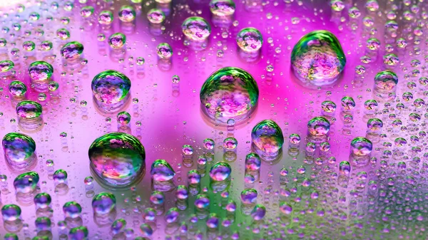 Water Drops Abstract Wet Background Colored Macro Texture Large Small — Stock Photo, Image