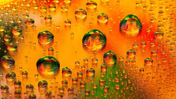 Wassertropfen Abstrakter Nasser Hintergrund Farb Makro Textur Großer Und Kleiner — Stockfoto