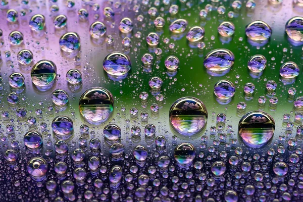 Nagy Vízcseppek Absztrakt Nedves Háttér Színes Makro Textúra Sok Csepp — Stock Fotó