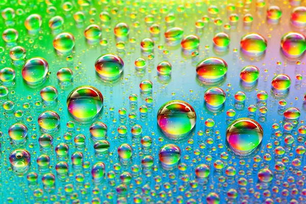 Water Drops Abstract Background Colored Macro Texture Many Drops Iridescent — Stock Photo, Image