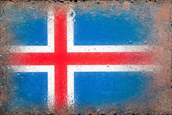 아이슬란드의 아이슬란드의 국기가 떨어지고 있습니다 빗방울로 조각들 추상적 — 스톡 사진