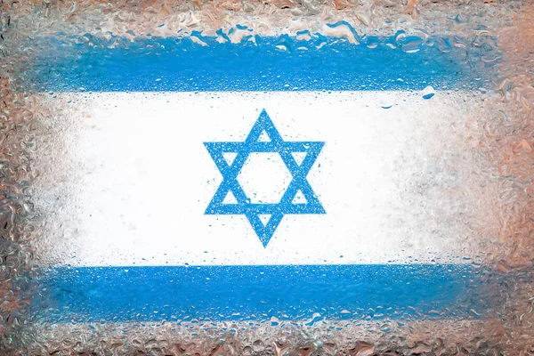 Bandera Israel Bandera Israel Fondo Las Gotas Agua Bandera Con — Foto de Stock