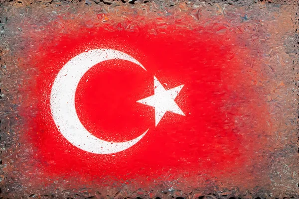Прапор Туреччини Прапор Туреччини Тлі Водних Крапель Прапор Краплями Дощу Стокова Картинка