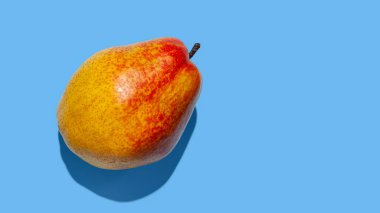 Olgun armut. Fotokopi alanı olan mavi bir armut. Keskin gölge. Olgun meyve
