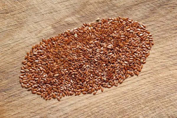 Keten Tohumu Tahtadaki Keten Tohumları Omega Sağlıklı Yiyecekler Üst Görünüm — Stok fotoğraf