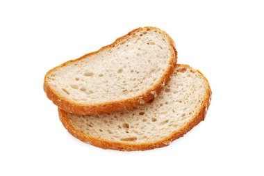 Dilimlenmiş ekmek. Beyaz üzerine izole edilmiş bir ekmek dilimleri. Sağlıklı beslenme konsepti