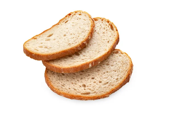 Κομμένο Ψωμί Κομμάτια Ψωμιού Απομονωμένα Λευκό Έννοια Υγιεινής Διατροφής Τροφίμων — Φωτογραφία Αρχείου