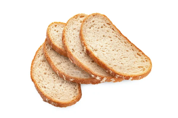 Hackat Bröd Skivor Bröd Isolerad Vit Bakgrund Begreppet Hälsosam Kost — Stockfoto