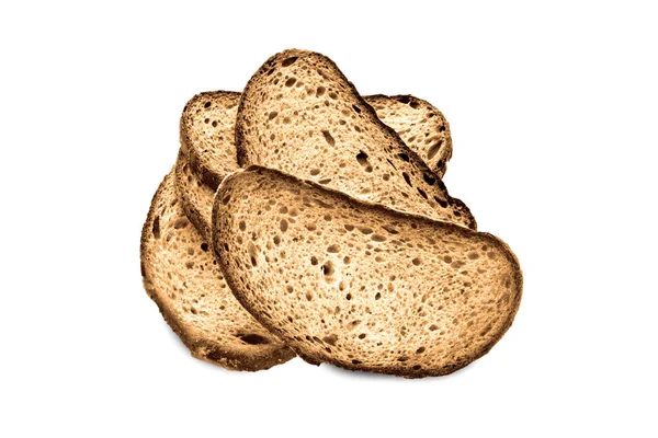 Κόπηκα Στο Ξερό Ψωμί Αποξηραμένες Φέτες Ψωμιού Απομονωμένες Λευκό Φόντο — Φωτογραφία Αρχείου