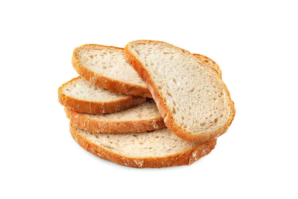 Krojony Chleb Bliska Kromki Chleba Izolowane Białym Tle Koncepcja Zdrowej — Zdjęcie stockowe