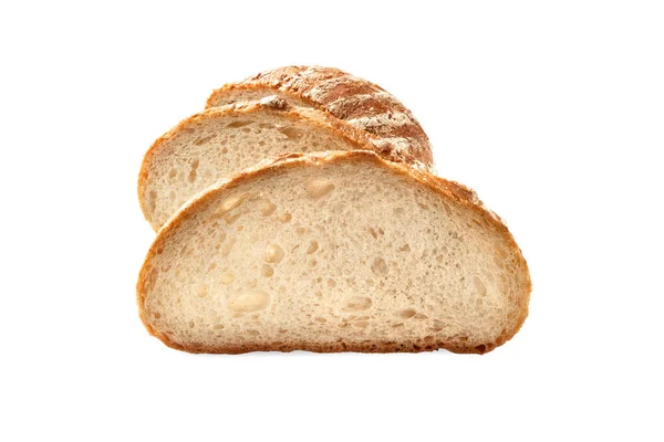 切好的面包面包片在白色背景上被隔离的特写镜头 健康饮食概念 — 图库照片