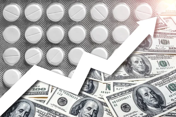 Rise Price Medicines Concept Increasing Drug Prices Graph Growth Cost — Stock Photo, Image