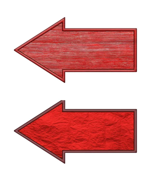 Pijlaanwijzer Pijlbord Set Rode Houten Pijlen Geïsoleerd Witte Achtergrond — Stockfoto