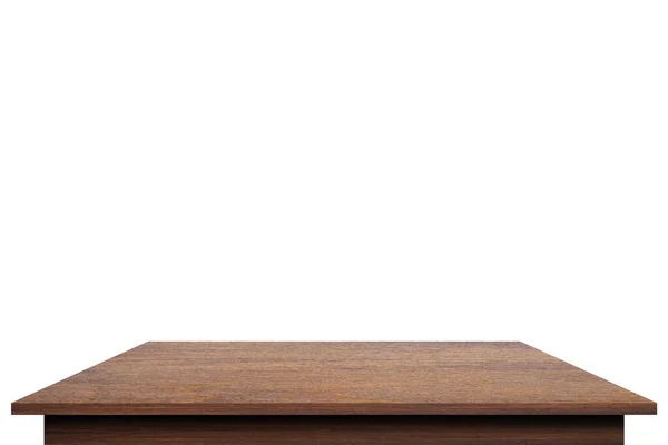木制表面 旧桌子漆板 有透视的桌子表面 被白色背景隔离的木制桌子 — 图库照片