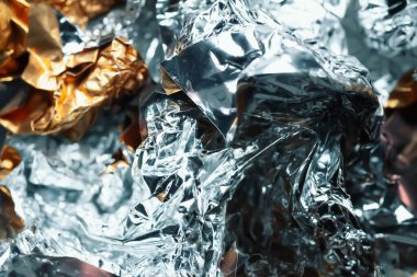 Folyo dokusu. Renkli soyut. Şeker ambalajları yakın plan. Seçici yumuşak odak