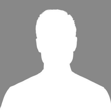 Yetişkin bir adamın silueti. Sosyal ağlar için erkek avatar. Beyaz arkaplanda izole edilmiş gri siluet