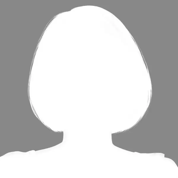Yetişkin bir kadının silueti. Dişi avatar. Sosyal ağlar için simge. Beyaz arkaplanda izole edilmiş gri siluet