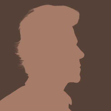 Yetişkin bir adamın silueti. Sosyal ağlar için erkek avatar. Profil portresi. Mocha Mousse 'un ters çevrilmiş silueti kahverengi arkaplanda izole edildi