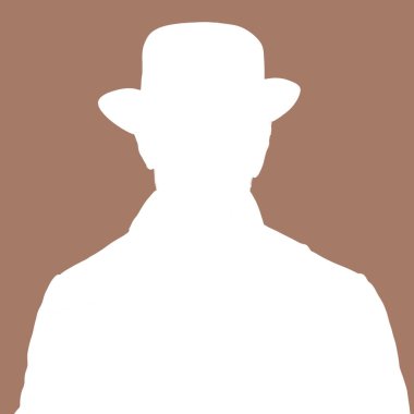Yetişkin bir adamın silueti. Erkek avatarı. Sosyal medya ikonu. Şapkalı bir portre. Siluet Mocha Mousse kahverengi arka planda izole edildi