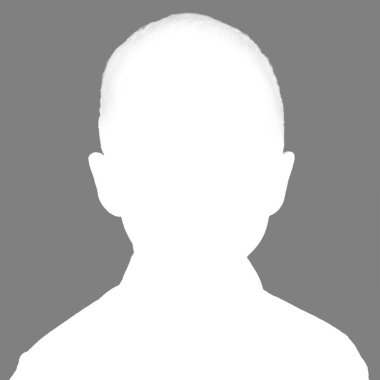 Bir oğlanın silueti. Beyaz rengin ters avatarı. Gri arkaplanda izole edilmiş çocuk silueti