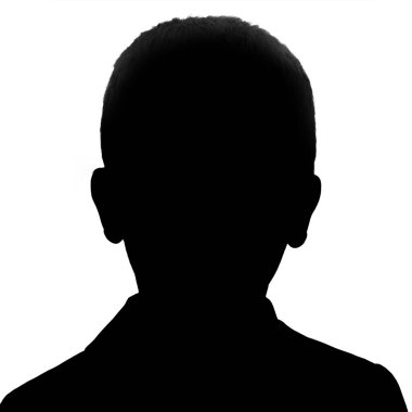 Çocuk avatarı. Genç kız silueti. Sosyal ağlar için simge. Beyaz arkaplanda siyah beyaz siluet