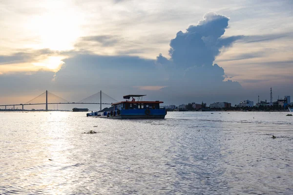 Sonnenuntergang Mekong Delta Bei Chi Minh Stadt Massive Wolkenformationen Schieben — Stockfoto
