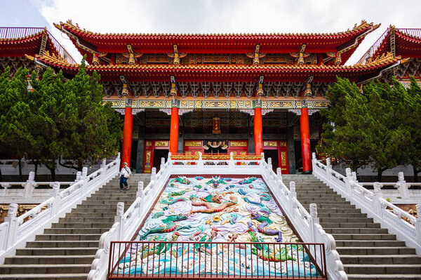Sun Moon Lake, Taiwan - May 24, 2023: The enchanting Wenwu Temple at Sun Moon Lake, Taiwan, astounds with its grand architecture, vibrant colors, and sacred aura. A mesmerizing masterpiece of cultur