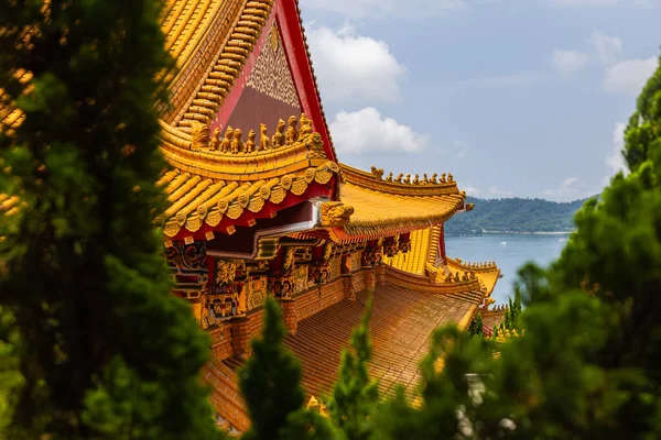 Encantador Templo Wenwu Sun Moon Lake Taiwán Sorprende Con Gran — Foto de Stock